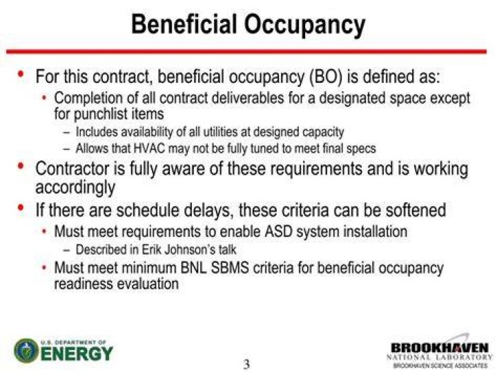 Beneficial occupancy - How To Discuss