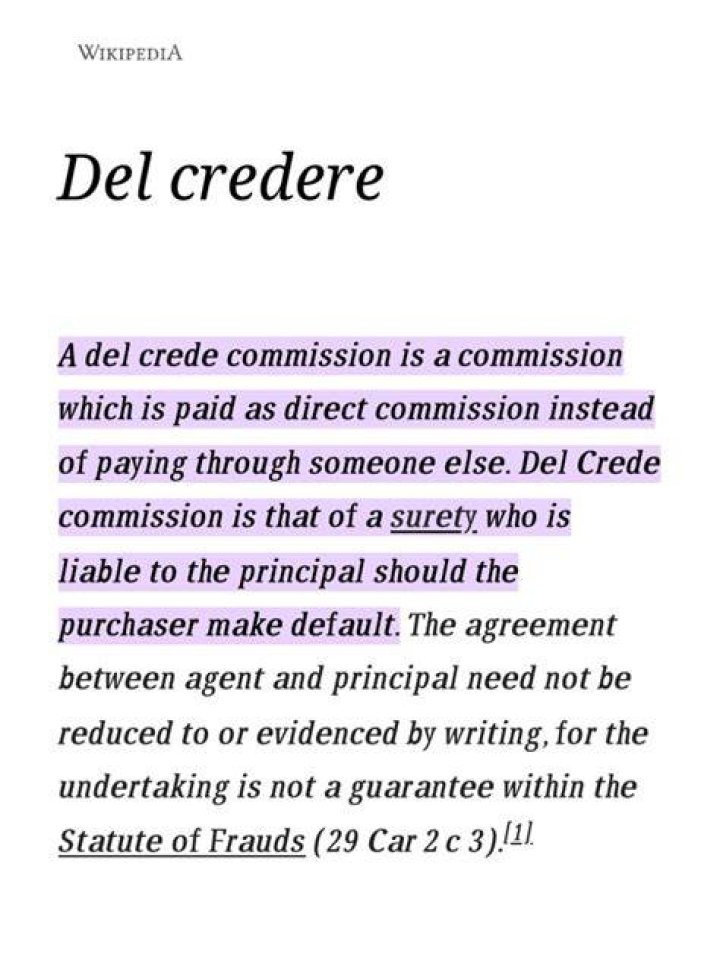 Commission del credere - How To Discuss