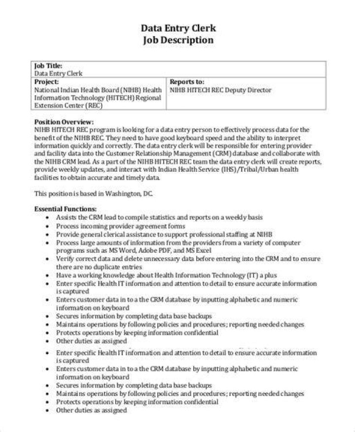 data entry job description