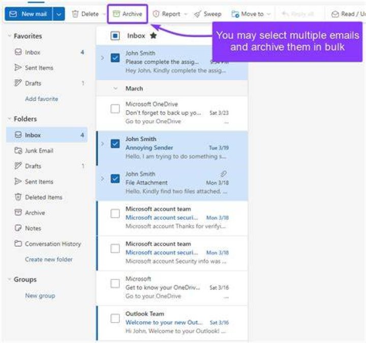 how to archive emails in outlook