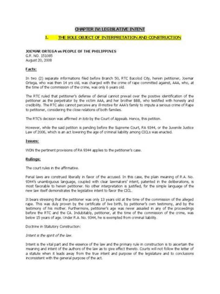 Legislative intent - How To Discuss