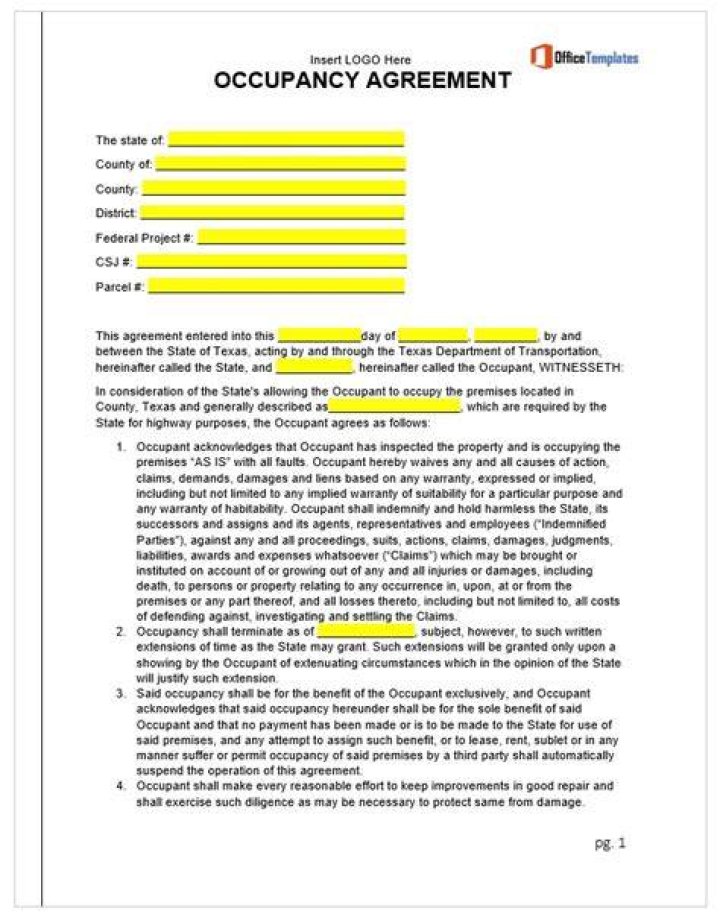 Occupancy agreement - How To Discuss