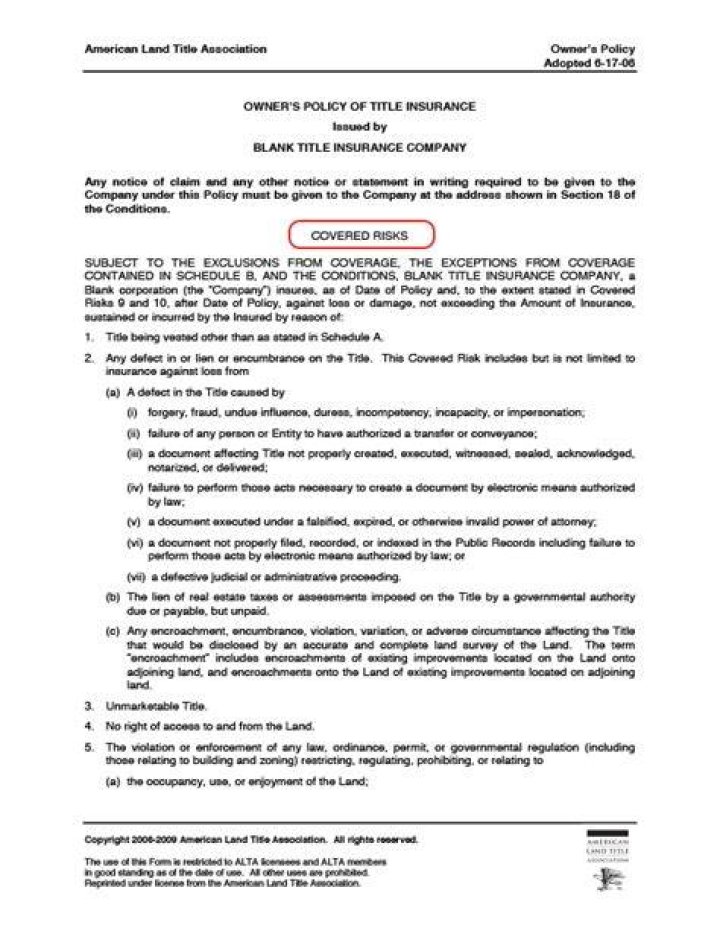 owners title insurance policy