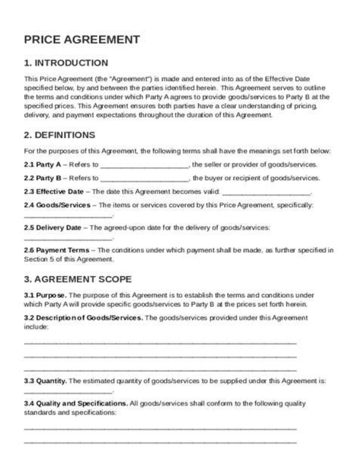 Price agreement - How To Discuss