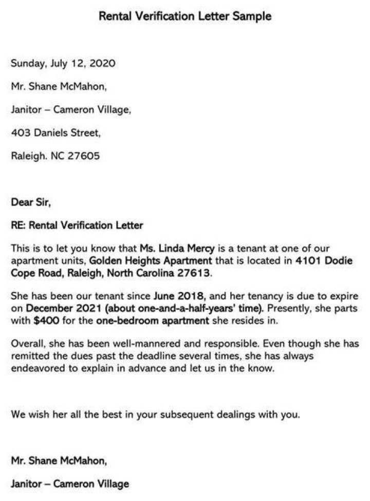 Rental verification letter - How To Discuss