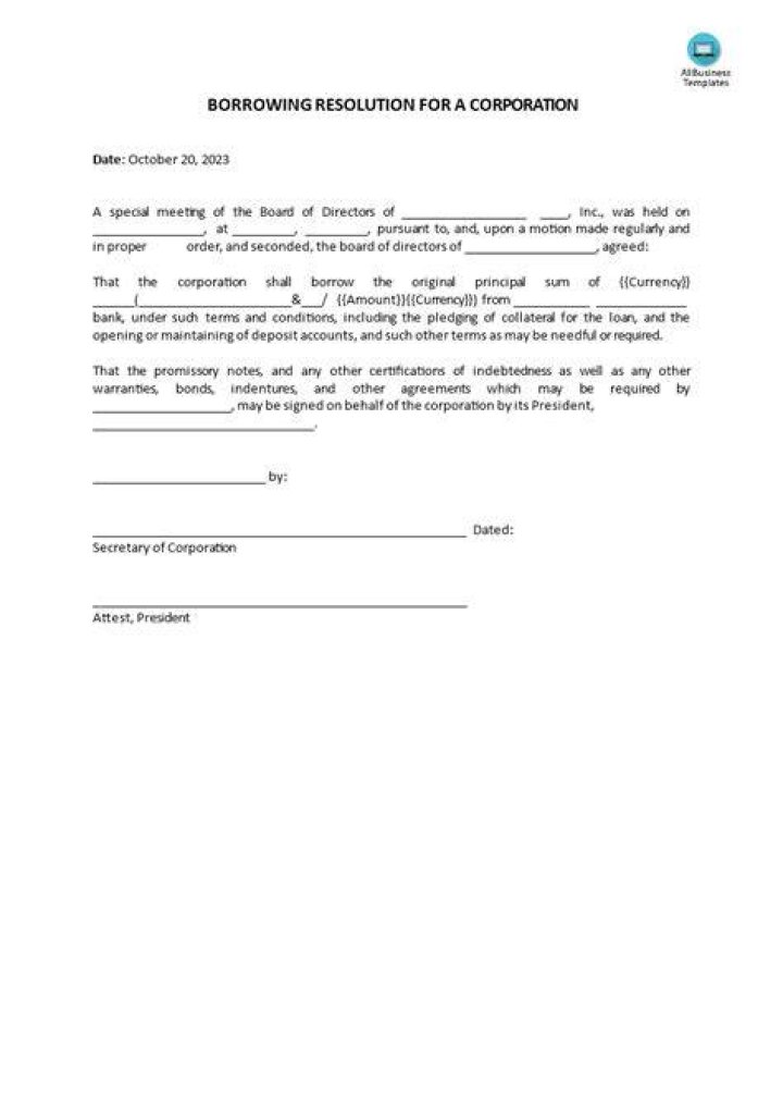 Resolution to borrow - How To Discuss