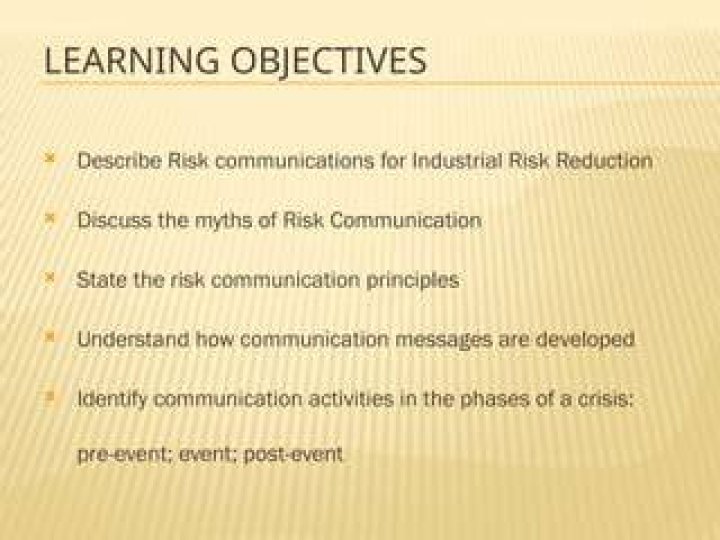 Risk communication - How To Discuss