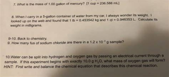 What Is The Mass Of 1.00 Gallon Of Mercury