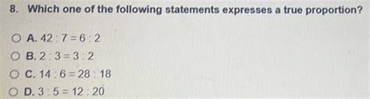 Which One Of The Following Statements Expresses A True Proportion